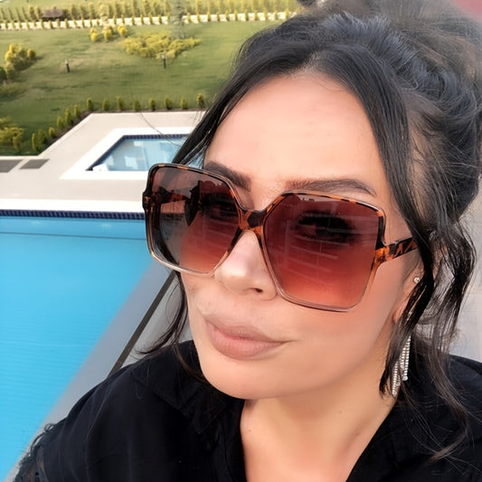 Women's Oversized Shield Fashion Glasses with Gradient Dark to Light Lenses, Lightweight Plastic Frame for & Fashion Accessories, Stylish Protection Eyewear, Trendy Women