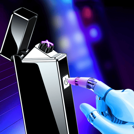 Fashion NEW Personalise pattern Intelligent Windproof Double Arc Lighter Flameless Electronic Portable Fire Plasma USB Rechargeable Electric ABS Lighter Accessories for Men and Woman Christmas Gift