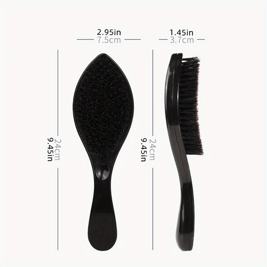 Men's Curly Hair Wave Brush - Professional Styling Comb with ABS Plastic Handle & Nylon Bristles, Wave Design for Defined Curls, Voluminous Waves - Gentle Detangling Brush for All Hair Types (Wavy, Curly, Voluminous) - Salon