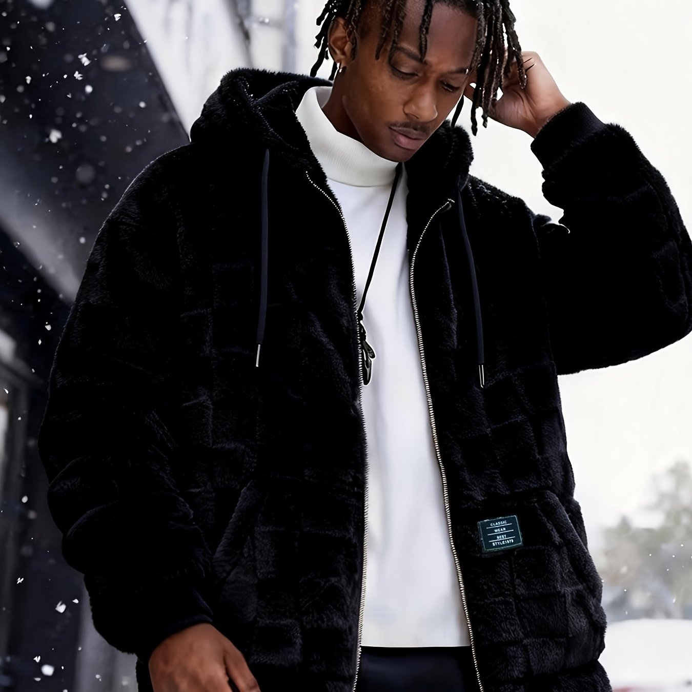 Men'S Hooded Warm Long Sleeve | Comfortable Casual Jacket with Zipper Closure, Suitable for Fall/Winter, Solid Color with Pockets