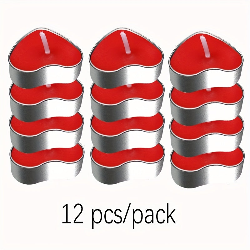 Red Heart-Shaped Candles in Quantities of 12, 50, 150, Or 300