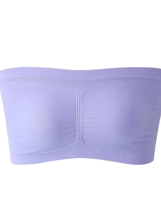 Generic Nylon Black Solid Anti-slip Strapless Plus Size Bra