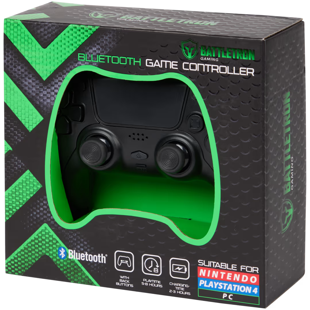 Battletron Wireless Bluetooth Game Controller for PC, Nintendo, and PlayStation 4, Rechargeable Gaming Pad with Ergonomic Design, Up to 8 Hours Playtime