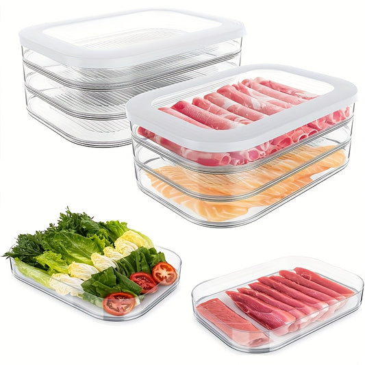 1/2/3/4-tier Stackable Food Storage Containers, Refrigerator Storage Boxes, Meat Preservation Containers, Deli Food Organizers, Stackable Leak-proof Sealed Design, Reusable for Fridge and Freezer, Suitable for Bacon, Ham, Che