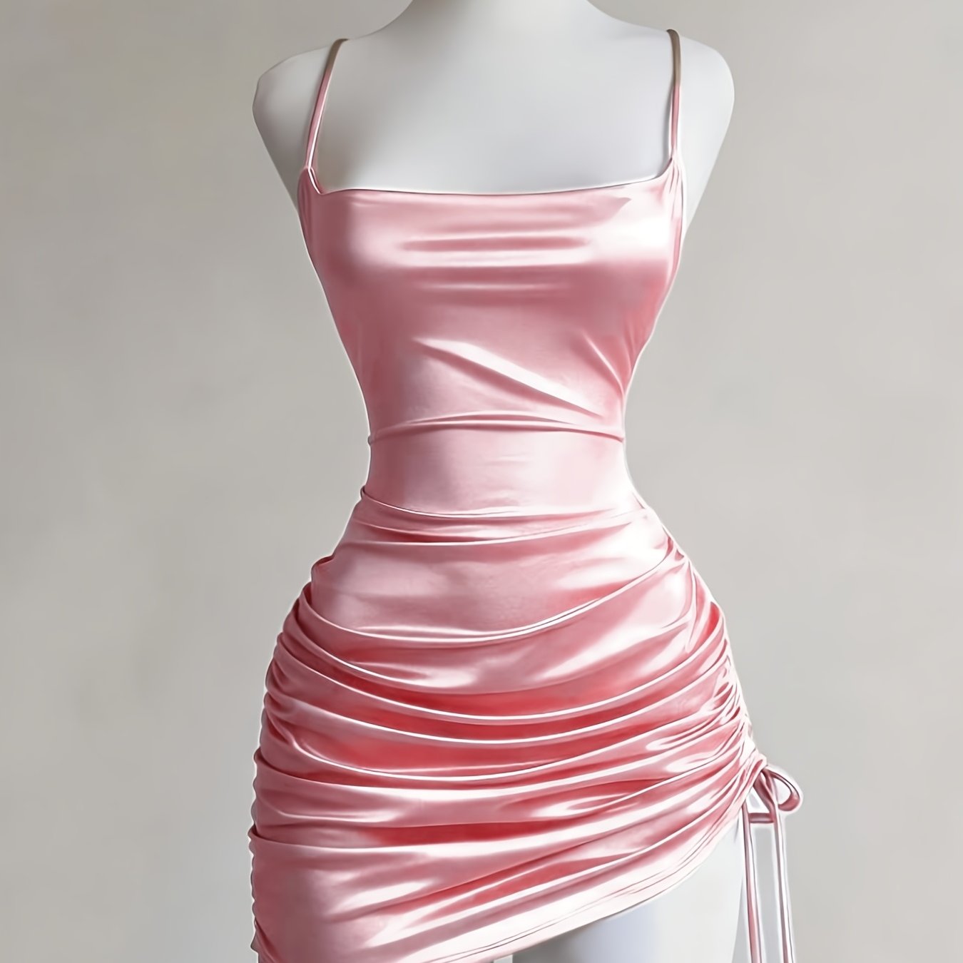 Women's New Solid Color Lace-Up Drawstring Backless Suspender Dress, Fashionable and Elegant for Parties, Dates, Street Style, Cocktail Dresses, Bridesmaid Dresses, Daily Wear, Suitable for All Seasons