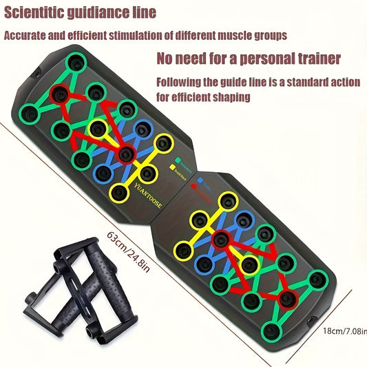 28-Hole Push-Up Stand - Multi-Functional Home Gym Equipment for Core Strength & Ab Workouts, Durable ABS Plastic with Colorful Handles, Portable Design for Home Fitness Training, Workout Accessories, Sleek Exercise Tool, Stur