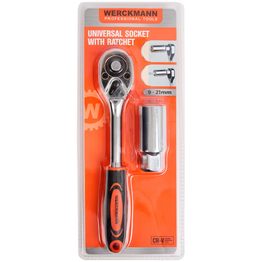 Werckmann universal socket wrench with ratchet 2 pieces
