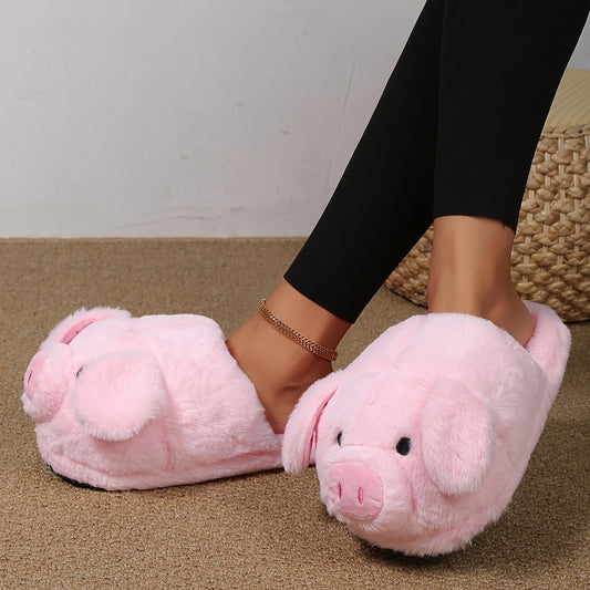 New Women's Home Slippers Fashion Cartoon Slip-On Toe Cover Pink Indoor Slippers, Women Shoes