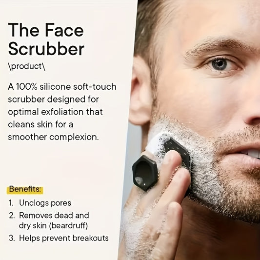 1pc Men'S Facial Massage Scrubber - Gentle Exfoliating Brush with Soft Bristles, Light Beige for Dead Skin Removal & Shaving, No Fragrance, Ideal for Men'S Personal Care, Perfect Christmas Gift, Shaving Accessory, Sleek Desig