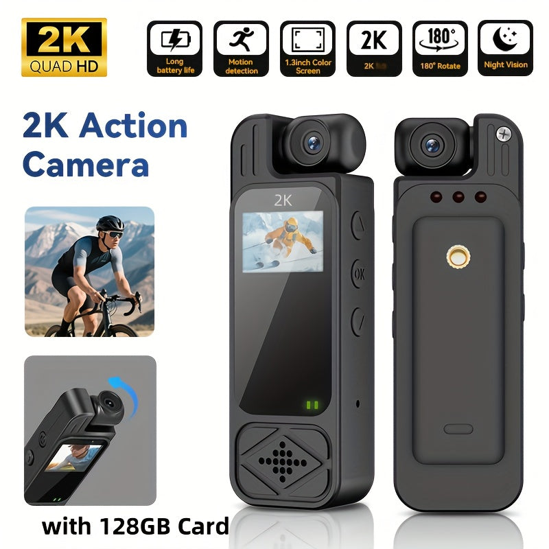 Portable Body Camera Equipped with Infrared Night Vision, Motion Detection, And a 180° Adjustable Lens, Ideal for Sports, Cycling, Fishing, And Various Events - Perfect for Halloween, Christmas, Mother'S Day, Or Birthdays