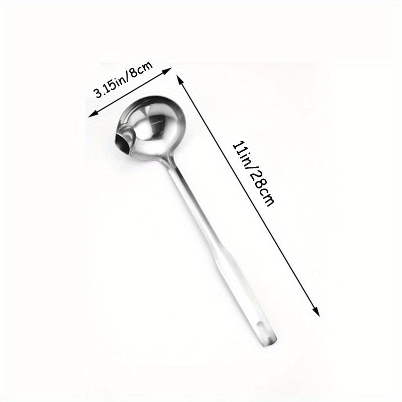 1pc Stainless Steel Oil Separator | Household Kitchen Tool, Soup Ladle, Gravy Food Fat Skimmer, Grease Strainer, Hot Pot Oil Filter Spoon