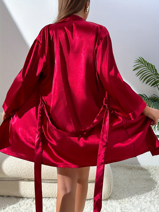 Valentine's Day Women's Four Seasons Lace Patchwork Nightgown Set of 2