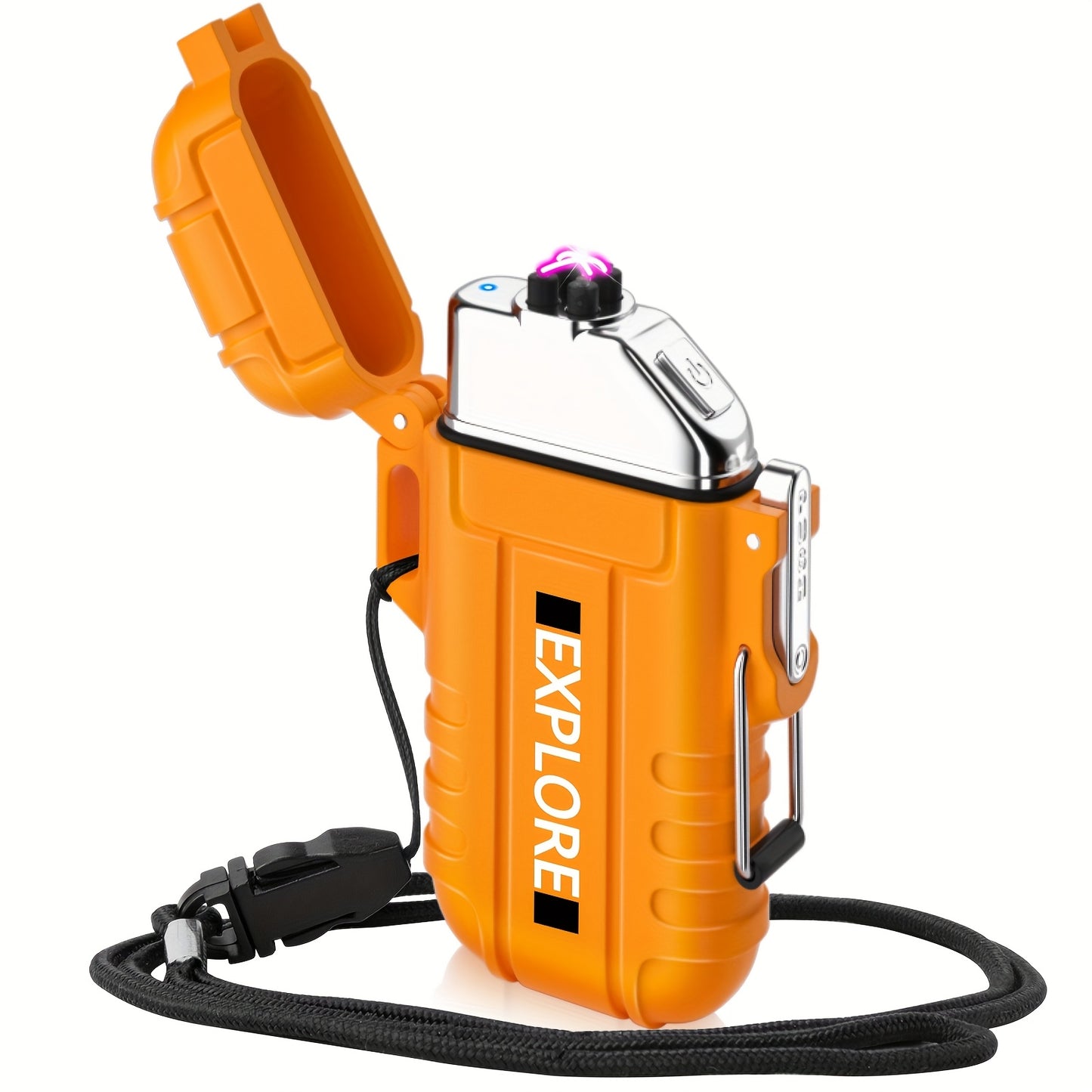 Arc Plasma Lighter Electric Windproof Lighter Rechargeable Flameless Cool Lighters with Whistle for Camping, Survival,Outdoor Adventure, Tactical