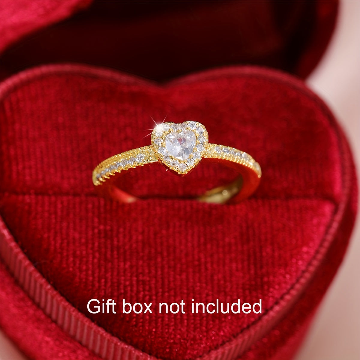 1pc of Luxurious Cubic Synthetic Zircon Ring Featuring a Heart Shape, Designed for Women As a Promise Ring, Engagement Ring, Or Eternity Ring. Wedding Ring Sold Without a Gift Box