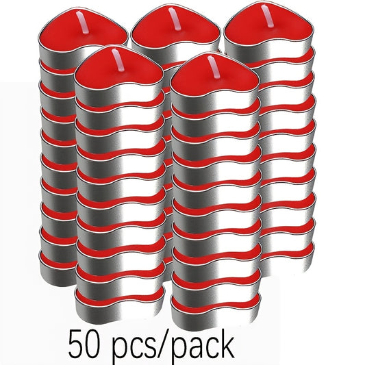 Red Heart-Shaped Candles in Quantities of 12, 50, 150, Or 300