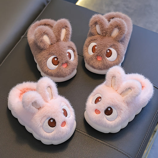 1 Pair of Girls' Cute Cartoon Rabbit Slippers, Suitable for Indoor Wear by Toddlers, for Autumn and Winter Seasons