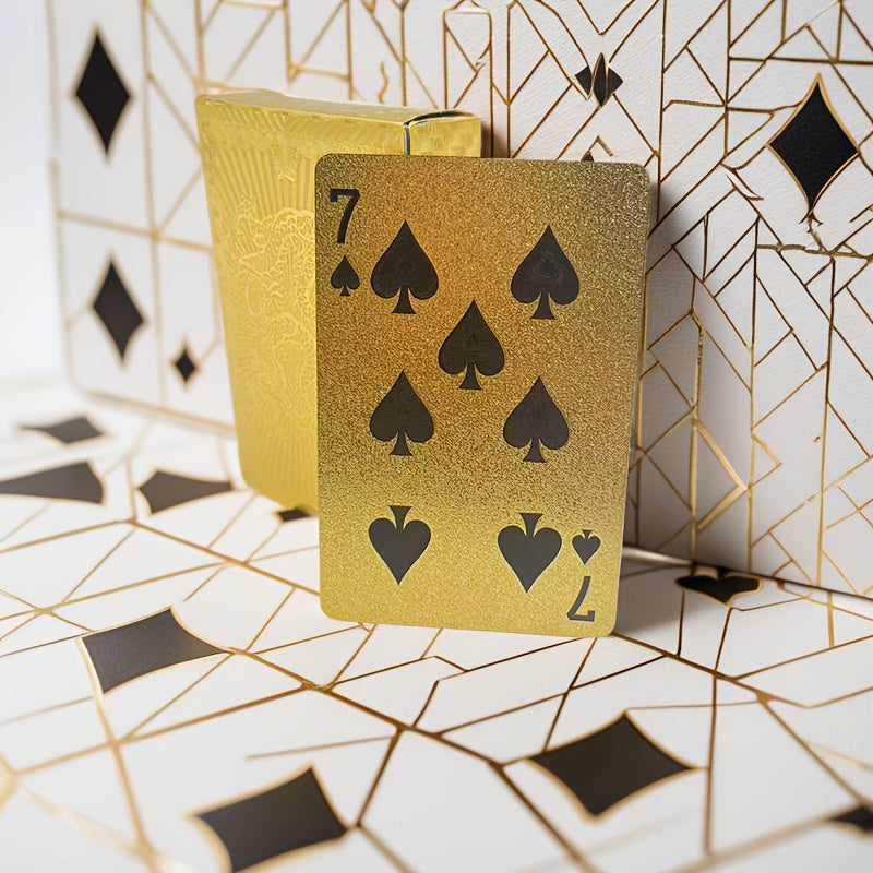 1 Set Matte Golden Dragon PVC Playing Cards - Durable Hardened Deck for Valentine'S Day, Thanksgiving, Christmas, Halloween & New Year Celebrations - Elegant Design with Intricate Patterns, Perfect for Parties & Gatherings, F