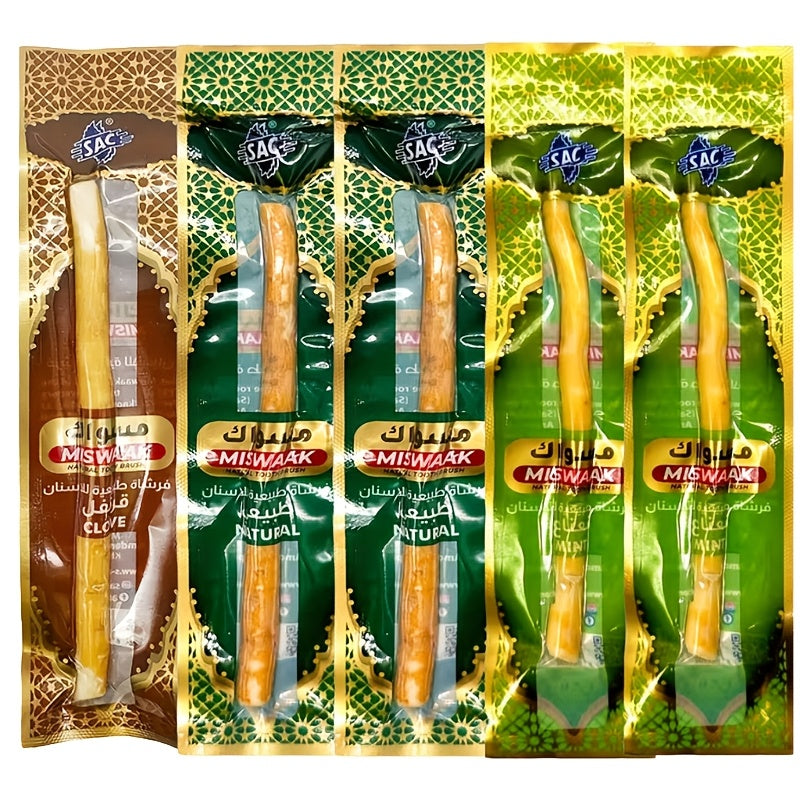2packs/5packs FREEGRIN Miswak Toothbrushes | Traditional Arabic Plant-Based, Ancient Tooth-Cleaning Method, Soft Super-Fiber Bristles, Unisex-Friendly Oral Care Sticks for Adults
