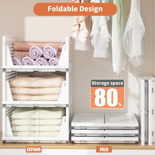 Stackable Foldable Storage Boxes with Drawers, PP Cabinet & Wardrobe Organizer for Bedroom & Bathroom