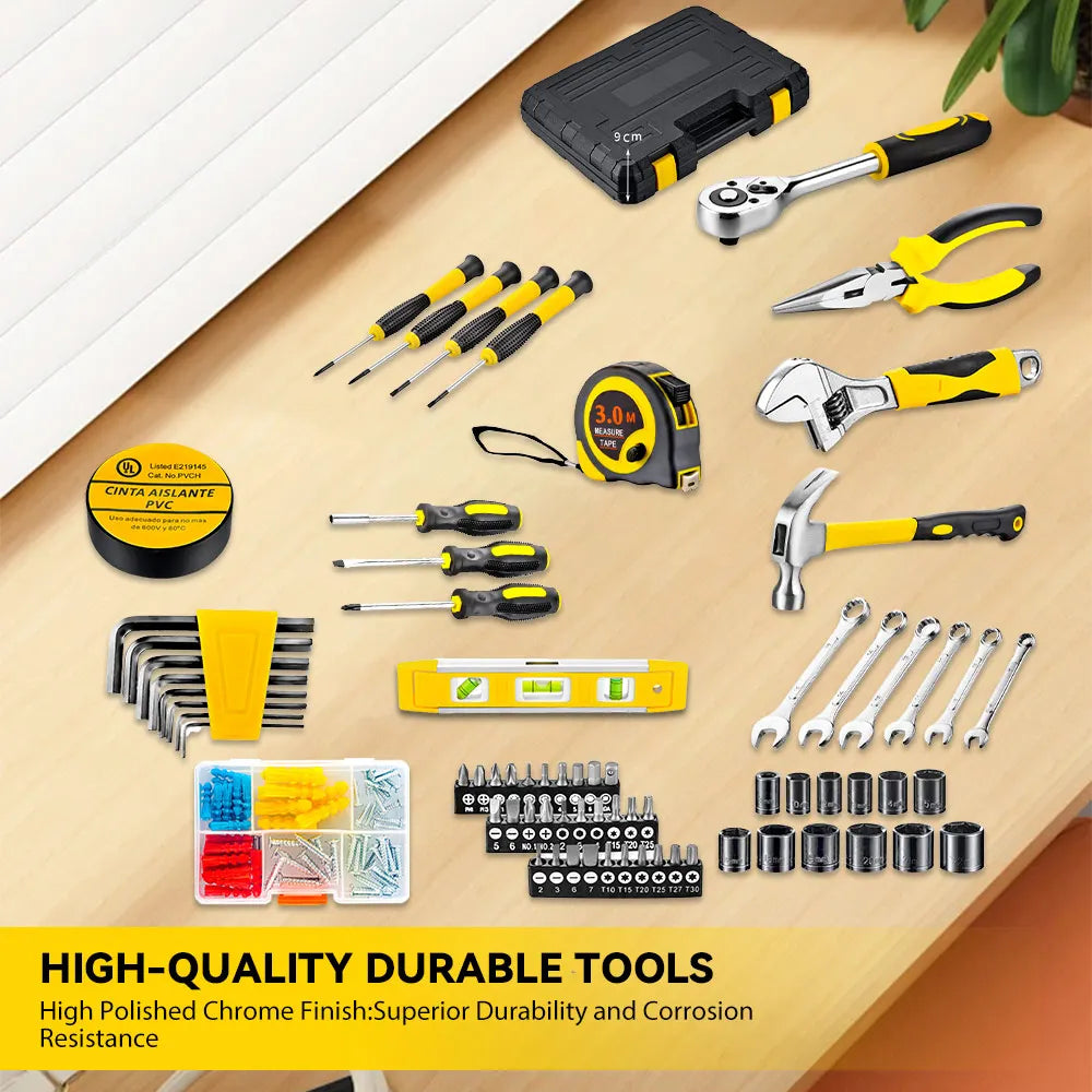 108-Piece Household Tool Set with Plastic Toolbox, General Hand Tool Kit for Home and Car Repair