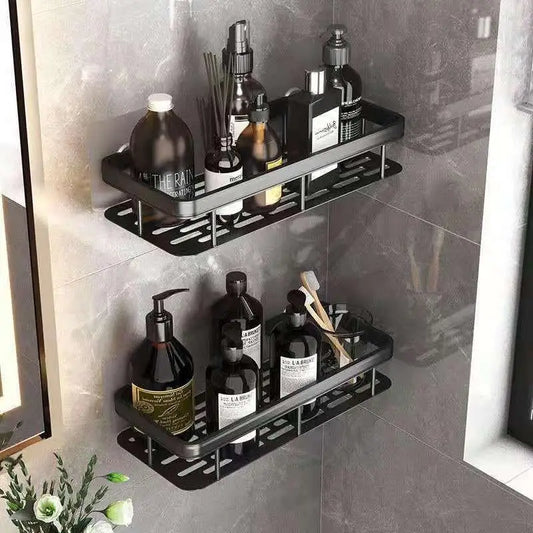 Wall Hanging Corner Bathroom Shelf – No-Drill Rectangular Shower Rack for Shampoo & Towels