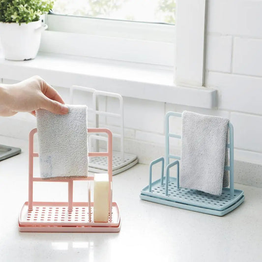 Dish Cloth Drain Rack – Kitchen Sponge Holder & Rag Storage Shelf for Dishwashing