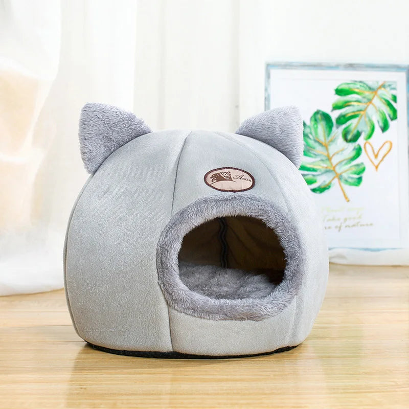 Winter Warm Cat Bed Cozy Cave Nest, Deep Sleep Comfort Pet Tent House for Cats and Small Dogs, Soft Plush Indoor Sleeping Mat Basket