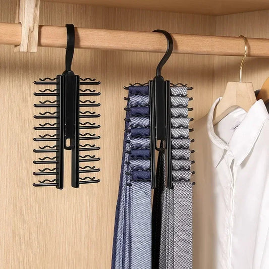 Rotatable Tie Hanger – 20-Row Large Capacity Necktie & Belt Organizer with Skidproof Hooks
