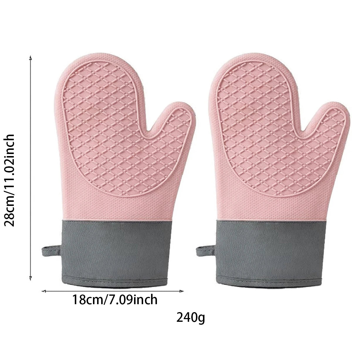 2PCS Silicone Oven Gloves – Thickened Heat Insulation Anti-Slip Anti-Scald Kitchen Baking Gloves