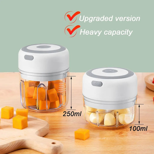 Electric Garlic Mincer 250ML, USB Rechargeable Mini Vegetable Chopper with Stainless Steel Blades, Portable Food Processor