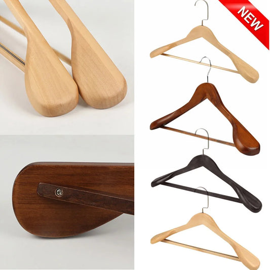 Wide Shoulder Wooden Clothes Hanger – Heavy-Duty Suit & Coat Hanger for Wardrobe Storage