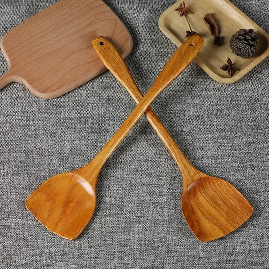 Bamboo Wood Spatula 39cm – Long Handle Wooden Cooking Spatula Safe for Non-Stick Pans