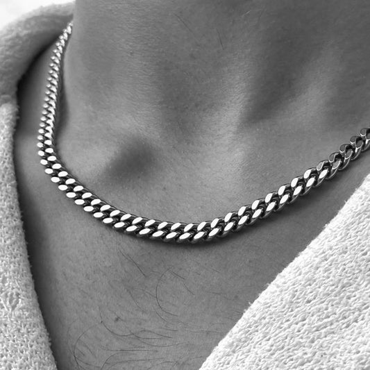 Vnox Stainless Steel Cuban Link Chain Necklace for Men and Women, Thick Miami Curb Chain, Waterproof Silver Unisex Jewelry