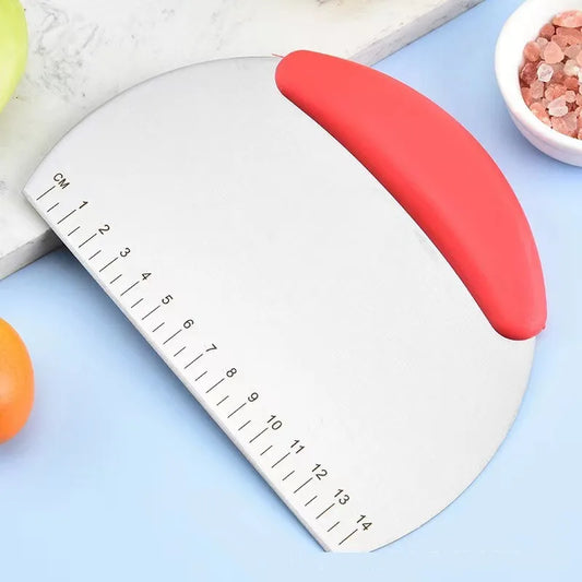 Stainless Steel Dough Scraper with Scale, Flour Cutter Pastry Scraper for Baking, Cake and Noodle Cutting Tool