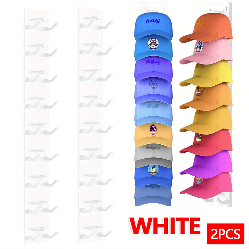 Wall Mounted Baseball Cap Rack – Multifunctional Hat Organizer Storage Hanger for Door & Closet