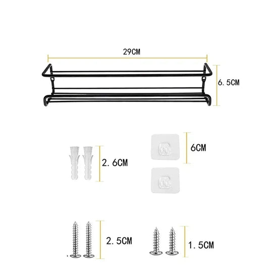 2Pcs Metal Kitchen Organizer Hanging Racks, Wall-Mounted Seasoning Shelf Spice Storage Rack for Home & Restaurant