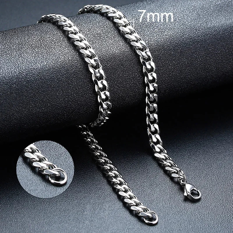 Vnox Stainless Steel Cuban Link Chain Necklace for Men and Women, Thick Miami Curb Chain, Waterproof Silver Unisex Jewelry