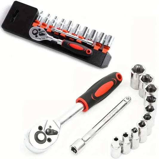Xiaofei 12-Piece Auto Repair Tool Set, Socket Wrench Combination Hardware Tool Kit with Toolbox