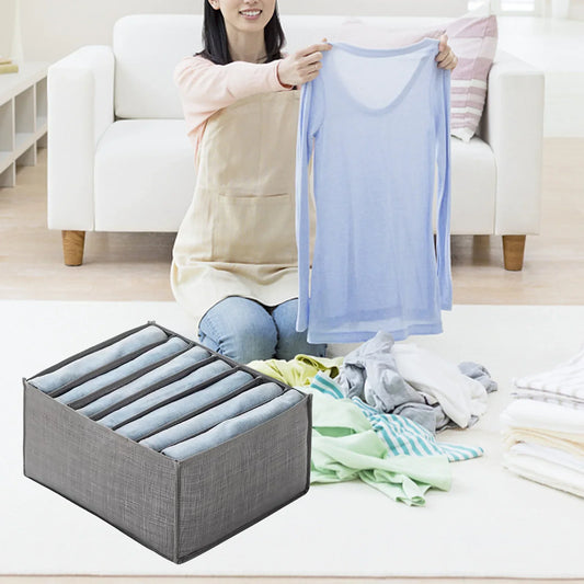 Wardrobe Clothes Organizer Storage Box – Foldable & Washable Jeans and T-Shirt Drawer Organizer