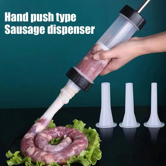 Portable Manual Sausage Maker Machine, Homemade Sausage Stuffing Press with 3 Funnels for Kitchen Use
