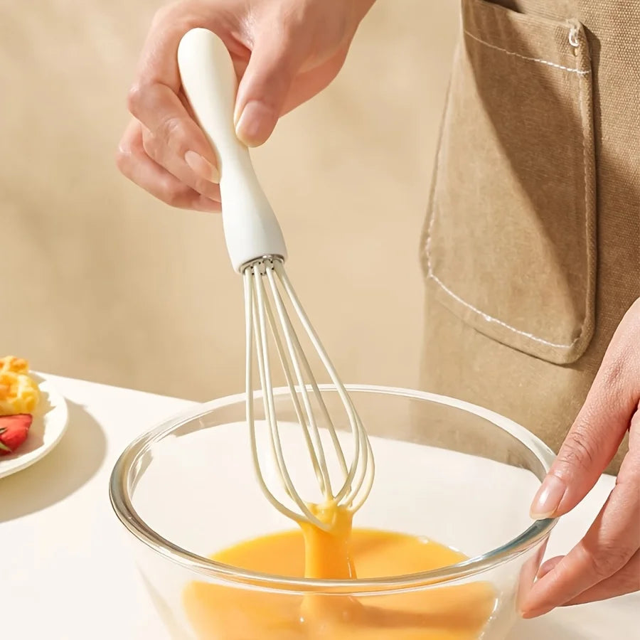 White Manual Silicone Whisk – Hand-Held Baking and Mixing Tool Kitchen Cooking Utensil