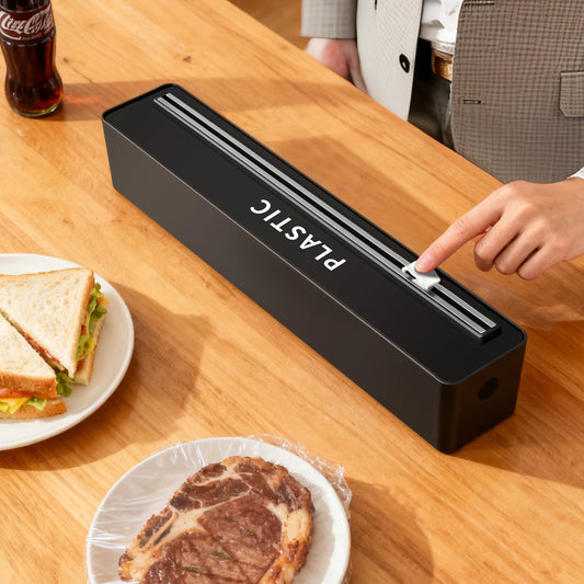 Extra-Large Cling Film Cutter, Wall-Mounted Plastic Wrap Dispenser with Tear-Free Cutter for Foil, Wax Paper and Baking Paper