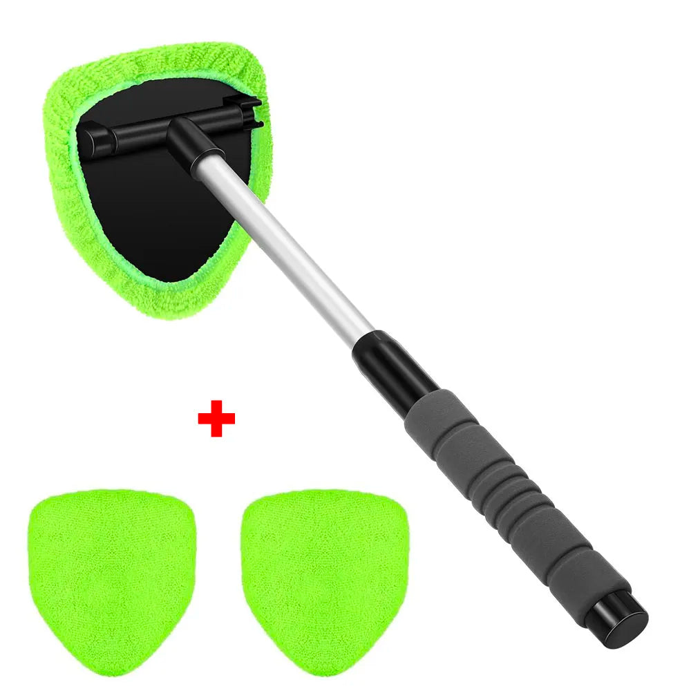 Telescopic Car Window Windshield Cleaning Brush Set – Microfiber Glass Cleaner Mist Scraper Eliminator