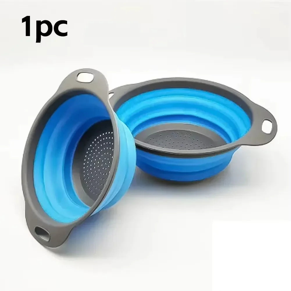 Silicone Folding Drain Basket – Collapsible Fruit and Vegetable Washing Strainer Colander