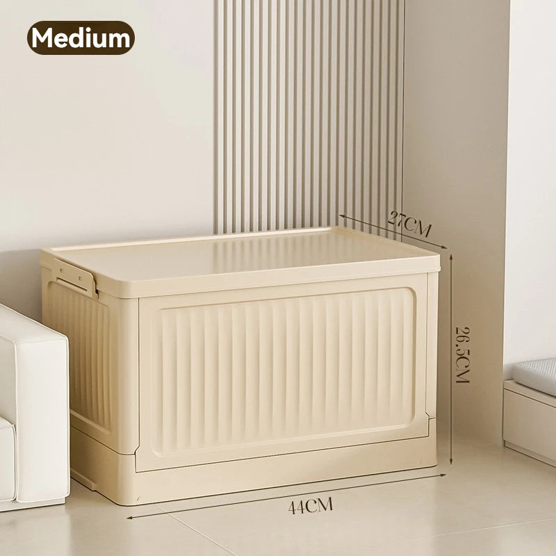 Folding Storage Box with Lid, Multifunction Foldable Organizer Container for Plastic Sundries & Household Supplies