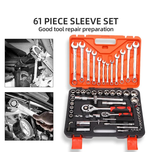 ZTEN 61-Piece Combination Tool Set, Household & Car Repair Manual Tool Kit with Socket and Wrench Set