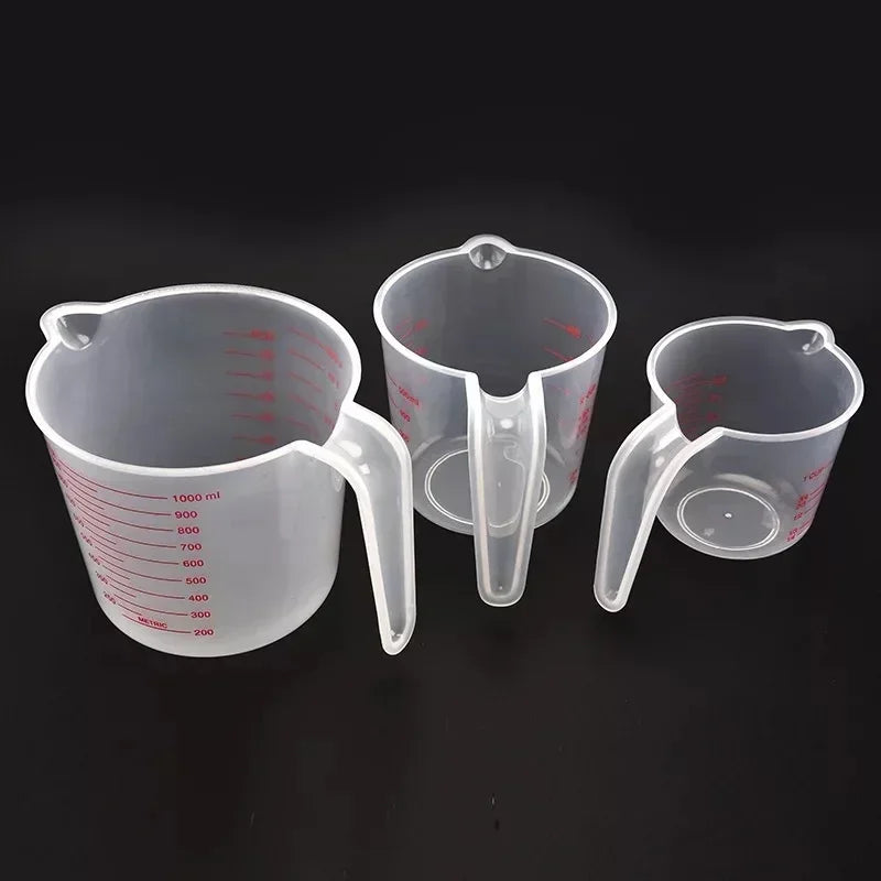 3Pcs Baking Liquid Measuring Cups – Plastic PVC Scale Volume Beaker Set Kitchen Measuring Tools