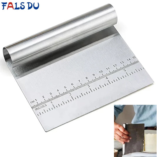 FAIS DU Stainless Steel Pizza Dough Cutter – Pastry Bench Scraper with Measuring Scale