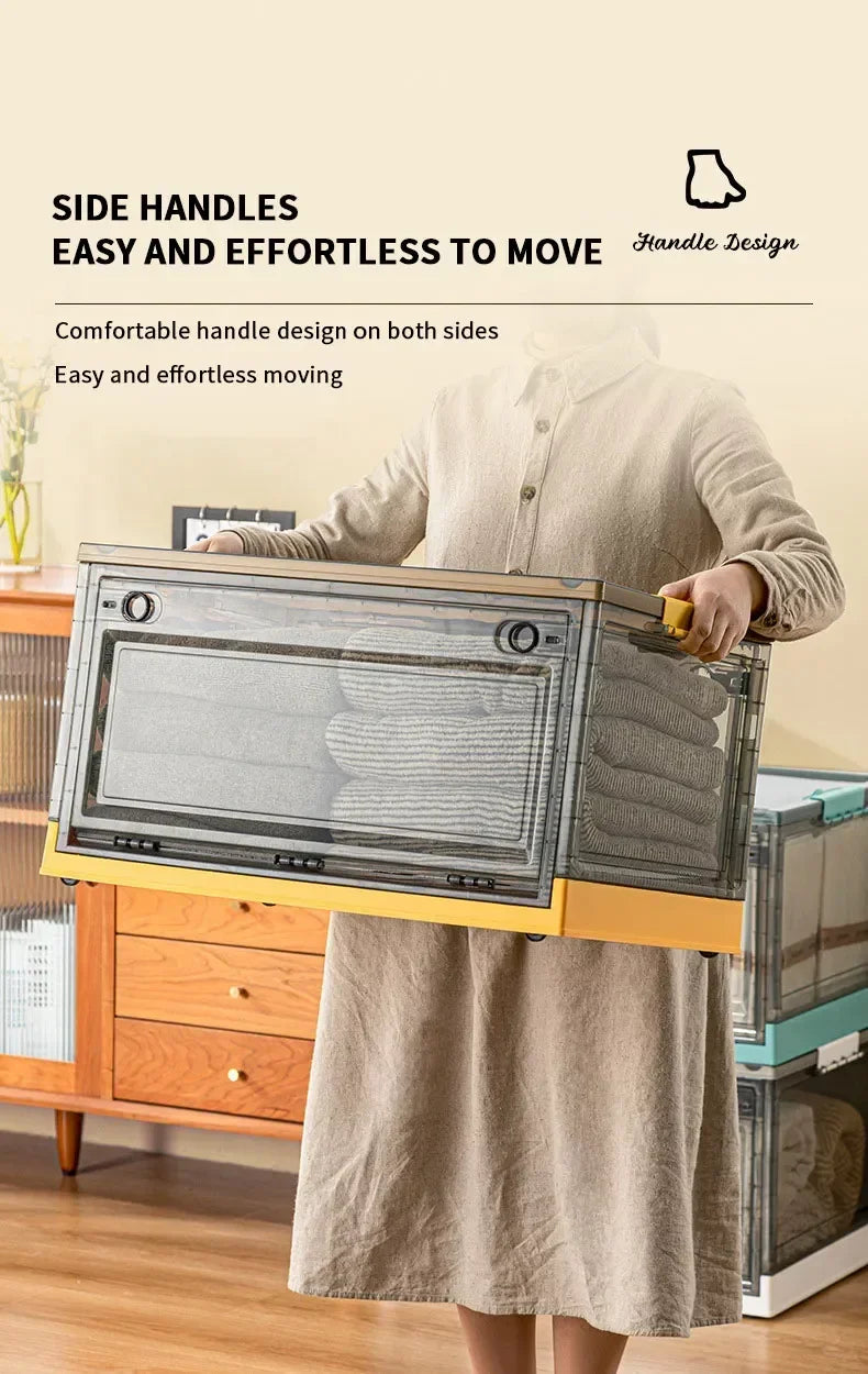 Foldable Storage Trunk, Large Capacity Transparent Storage Box for Wardrobe Clothes & Home Organization