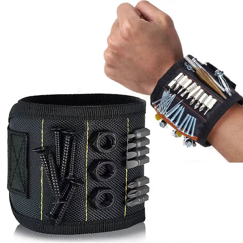 Powerful Magnetic Wristband Tool Holder with Upgraded Multi-Magnet Design for Screws, Nails, Drill Bits, and Small Hardware, Adjustable Polyester Strap